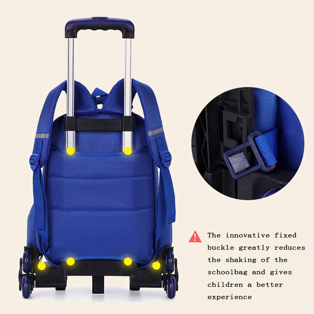 Zaino Trolley per Bambini Wheels Traspirante E Impermeabile Ridurre Il Carico dello Zaino Salire Le Scale con La Borsa da Scuola A Strisce Riflettenti,B