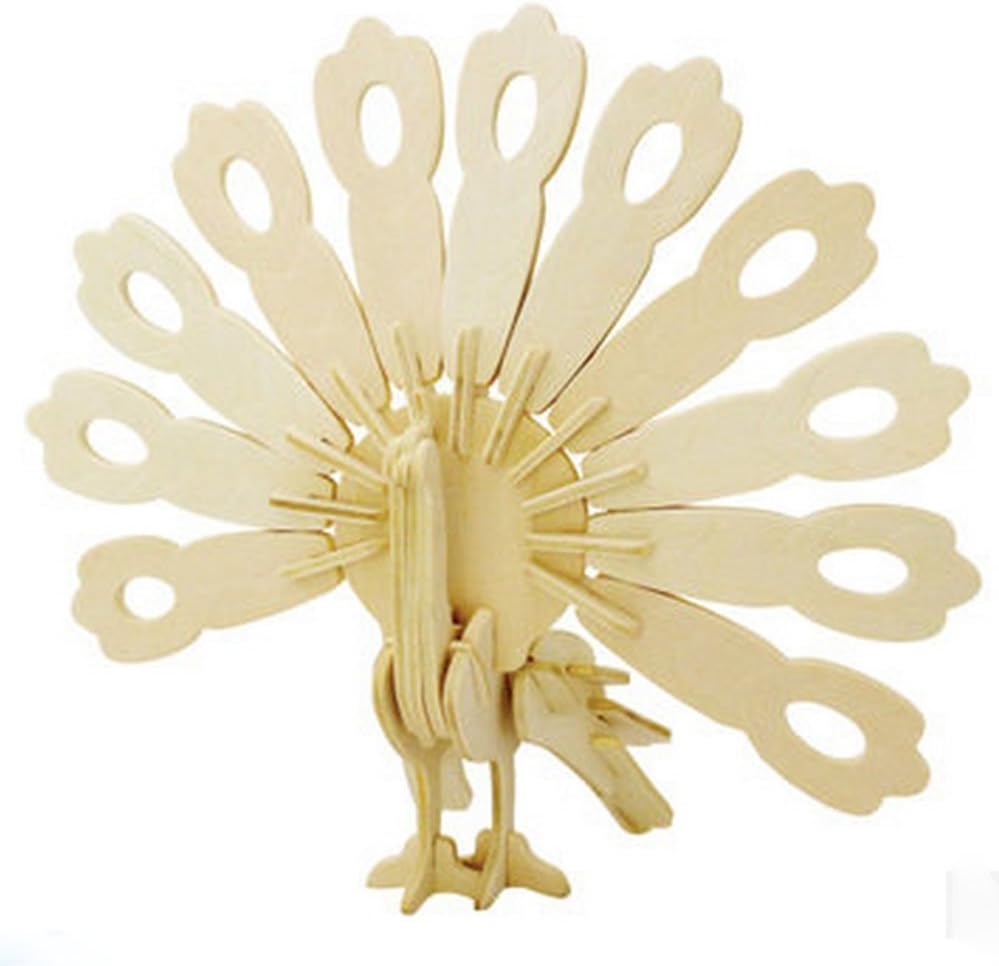 KAILIMENG JP228 3D Assembly Wooden Animal Puzzle (Peacock)