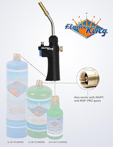 Miniatura 6 de Flame King FK-028CGA - Cabezal de antorcha de propano de alta intensidad para soldar, soldadura, fontanería, carbón de iluminaciónpozos de fuego,