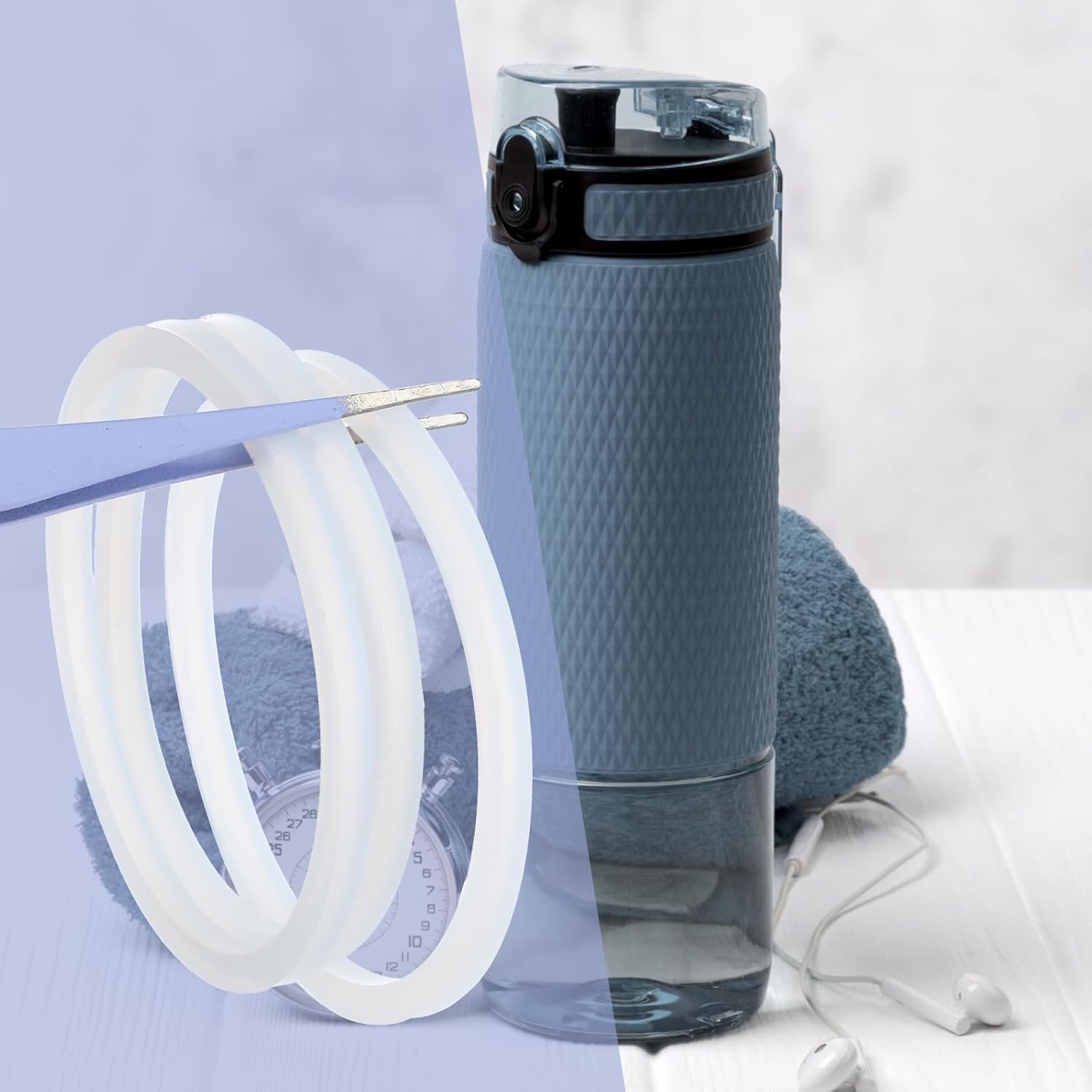 6 Pack Water Bottle Ring Silicone Gasket Replacement Silicone O Ring Seal with Tweezers Compatible with Hydroflask Wide Mouth Flip Lid