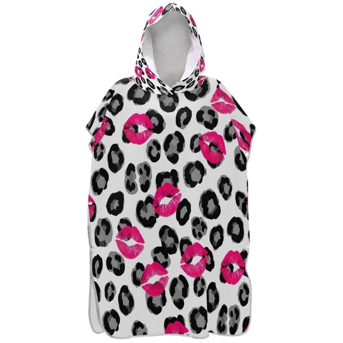 Poncho de surf gris à motif léopard Valentine : séchage rapide haut de gamme pour homme