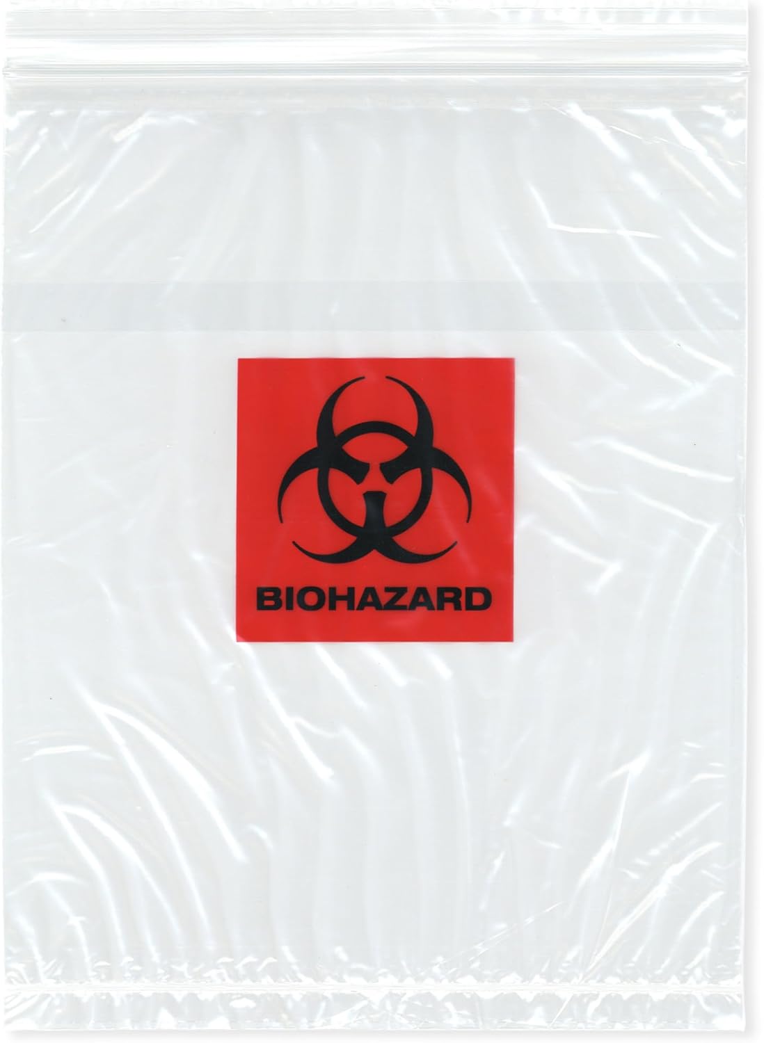 Plymor 8" x 10" (Pack of 500), 2 Mil Biohazard Zipper Bags with Pouch