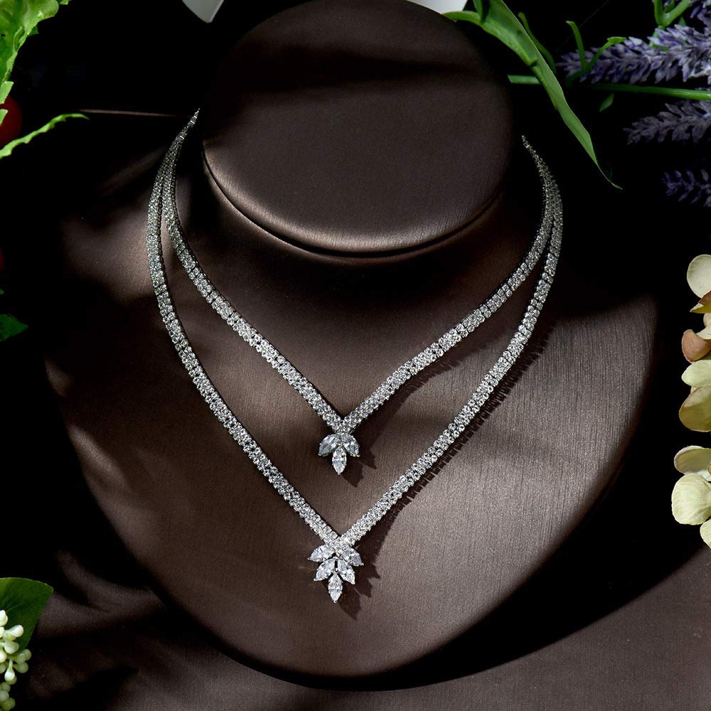 Set di Gioielli da Sposa da Sposa Set di Gioielli da Sposa di Grandi Dimensioni con zirconi cubici Regalo per Feste da Donna