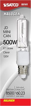 Satco S3181 120V 500-Watt T4 E11 Base Light Bulb, Clear