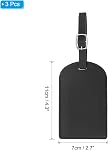 PATIKIL Luggage Tags for Suitcases, 3 Pack Premium PU Leather Baggage Tags Privacy Protection Luggage Identifier Travel Bag Labels, Black