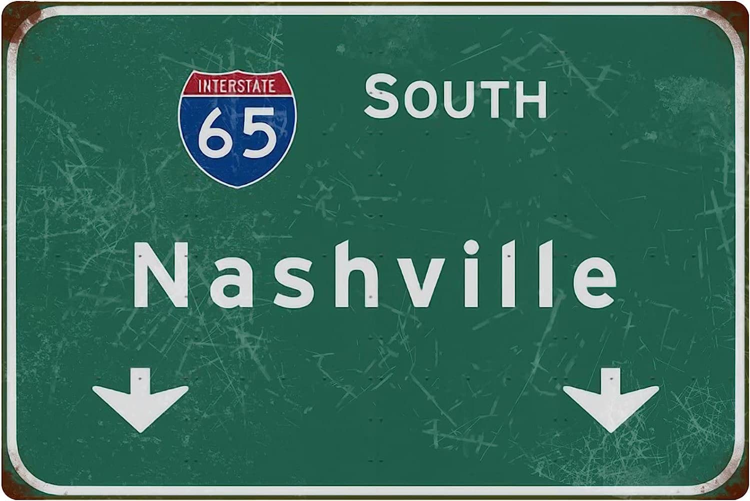 Vintage South Nashville Intercontinental 65 Highway Sign Metal Bar Club Restaurant Cafe Wall Decoration Metal Sign Poster 8X12 Inches