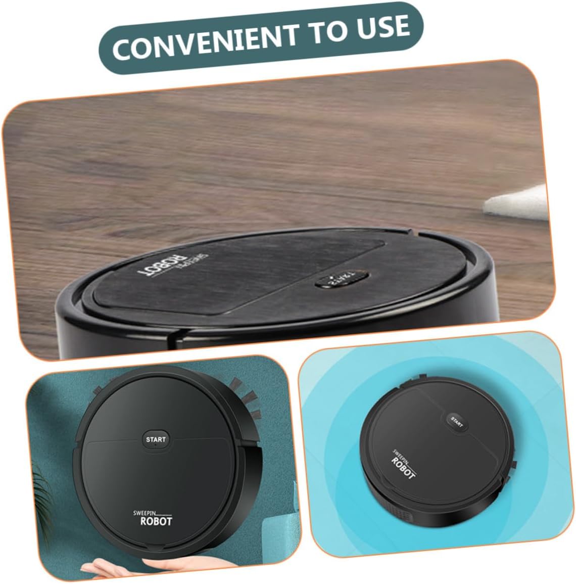 KICHOUSE Automatic Cleaning Charge Auto-Route Double-Sided Brush Wet Dry Mopping Small Efficient