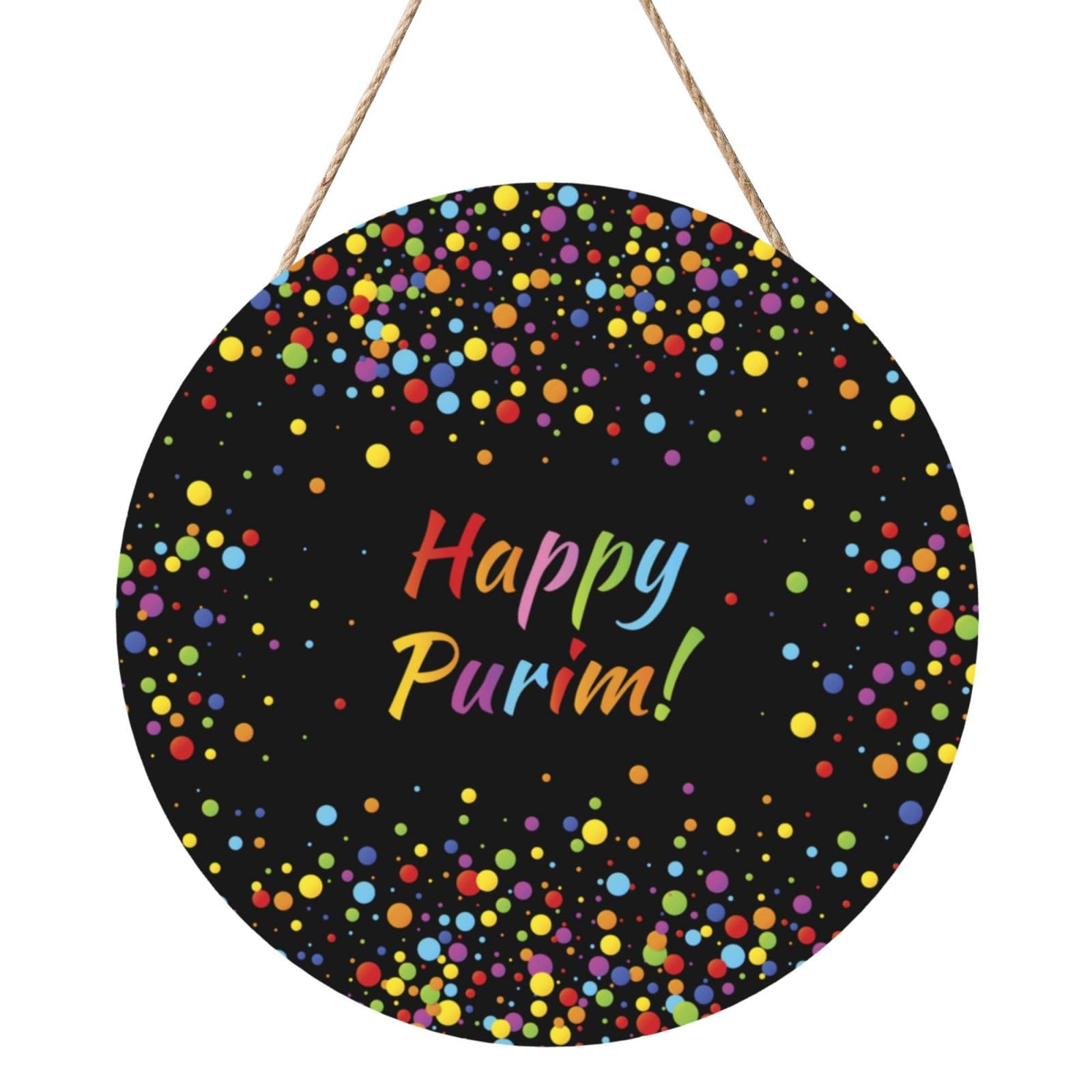 Happy Purim Day Jewish Carnival Door Signs Plaques Wood Welcome Sign For Front Door Wall Hanging For Home Farmhouse Office Classroom Party Decoration