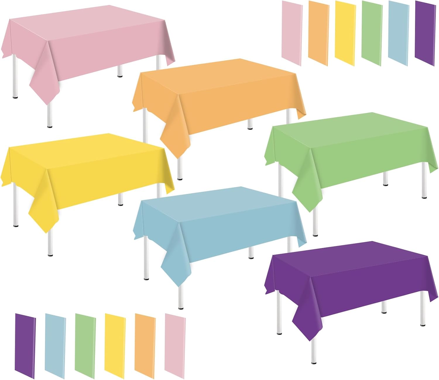 Whaline 24Pcs Pastel Color Plastic Tablecloth 6 Colors Rectangle Table Cover Waterproof Boho Table Cloth for Party Table Decoration Supplies Silly Goose, 54 x 108 Inch
