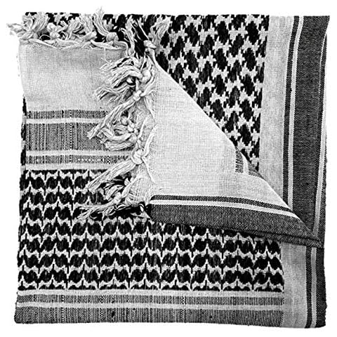 100% Cotton Black and White Shemagh Scarf Arab Keffiyeh Army Military Desert Head Neck Wrap Unisex Cover