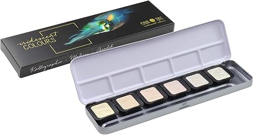 Miniatura 2 de Finetec Artist Pearlescent, F0600, pintura de acuarela, colores perlados surtidos, juego de 6 colores