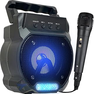 Caixa de som com microfone caixinha bluetooth karaokê pendrive