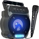 Caixa de som com microfone caixinha bluetooth karaokê pendrive