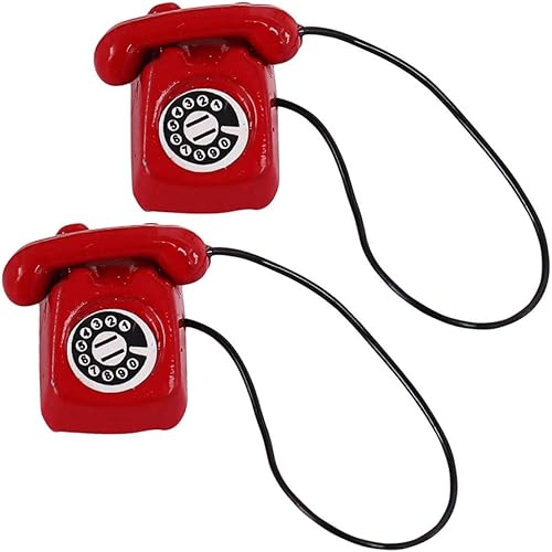 BESPORTBLE Mini modelo de teléfono vintage para casa de muñecas, decoración de teléfono en miniatura retro, accesorios de mini casa, accesorios de