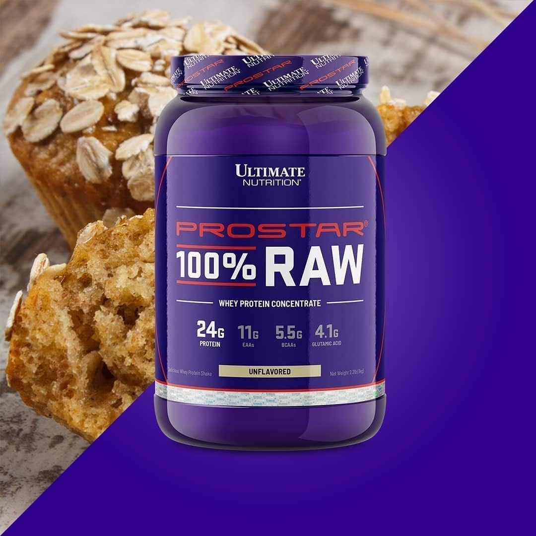 Ultimate Nutrition RAW Whey Protein Concentrate Powder with No Added Ingredients or Flavors – 24 Grams of Protein Per Serving with 5.5 Grams of BCAAs, 2.2 Pounds, Unflavored