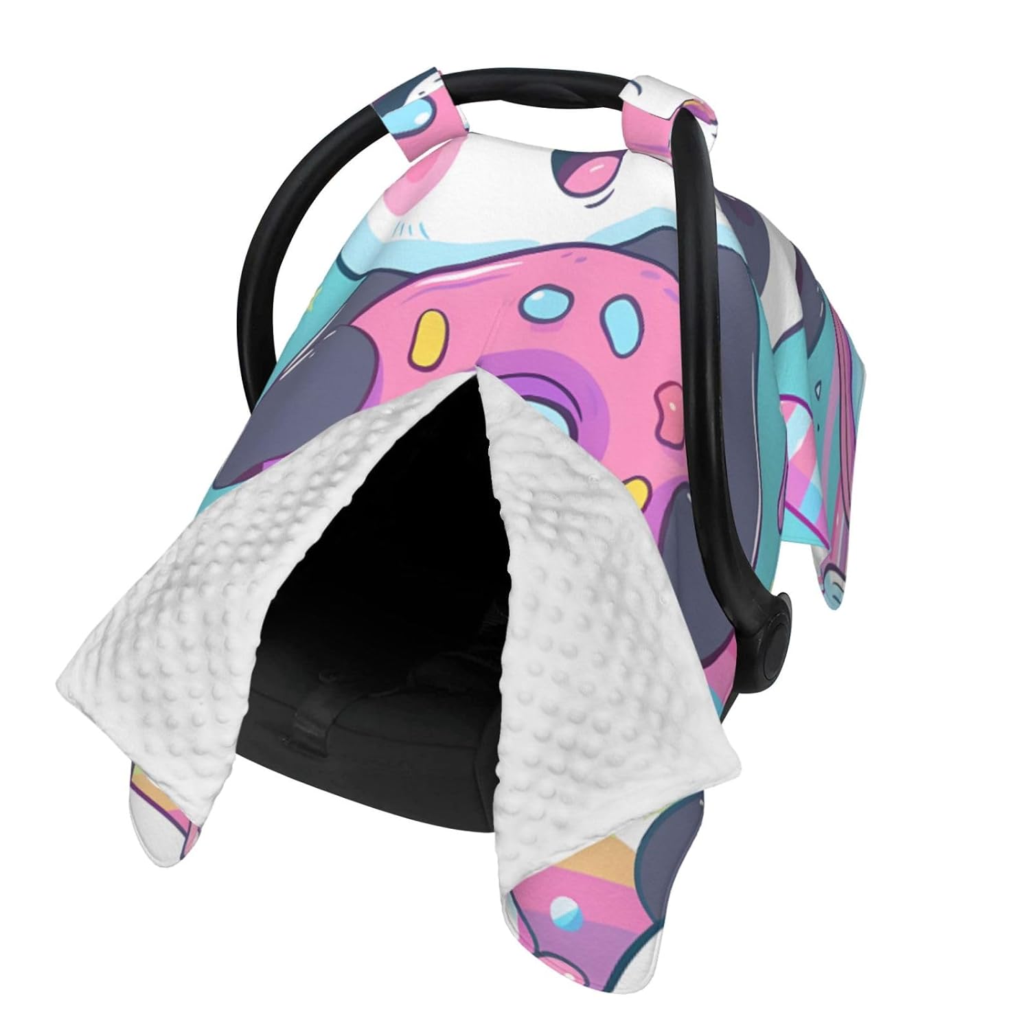 Rainbow Colorful Cute Panda Baby Car Seat Cover & Breastfeeding Nursing Cover - Breathable Stretch Fabric Multi-Use Nursing Cover for Breastfeeding