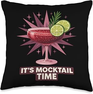 It’s Mocktail Time Teetotaler Novelty Graphic Throw Pillow