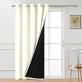 Yakamok Cream 100% Blackout Patio Door Curtain Panels W70 x L84,1 Panel