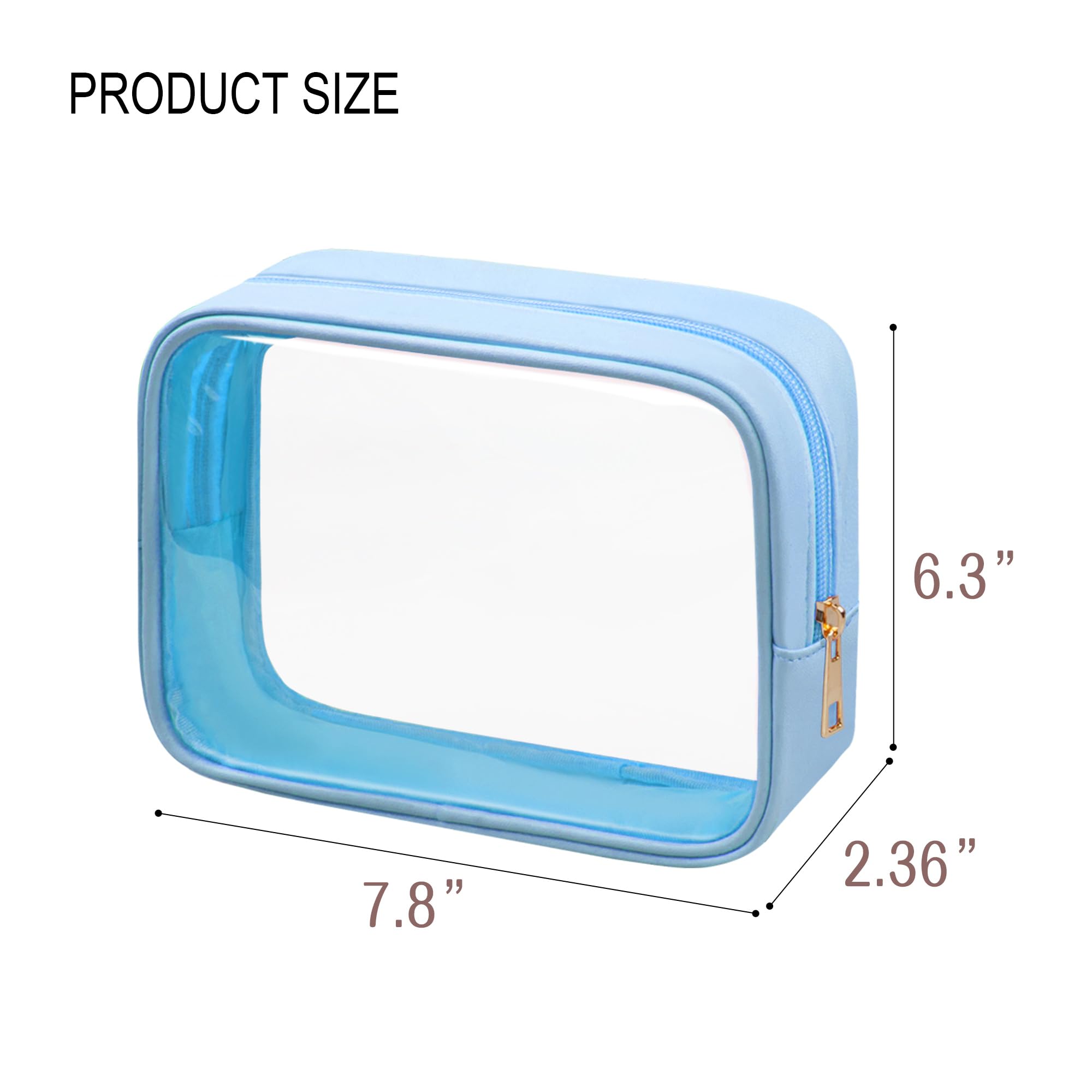 TSA - Neceser transparente para maquillaje y artículos esenciales de viaje, para hombres y mujeres, 2 unidades, Azul