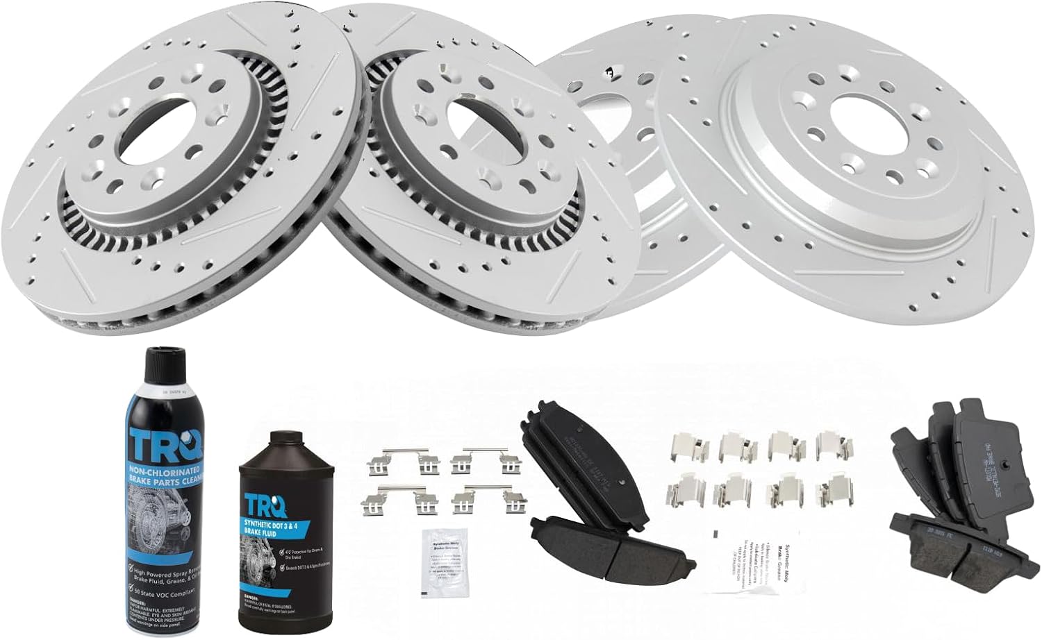 TRQ Front & Rear Metallic Brake Pad & Performance Rotor Set Kit Compatible with Ford Mercury