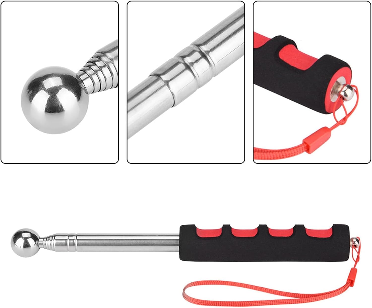 flexman 115cm Stainless Steel Telescopic Rod Test Tool, Portable Telescopic Rod Hollowing Drum Detection Hammer for House Decoration Inspection, flexman8y7dgn3ro6