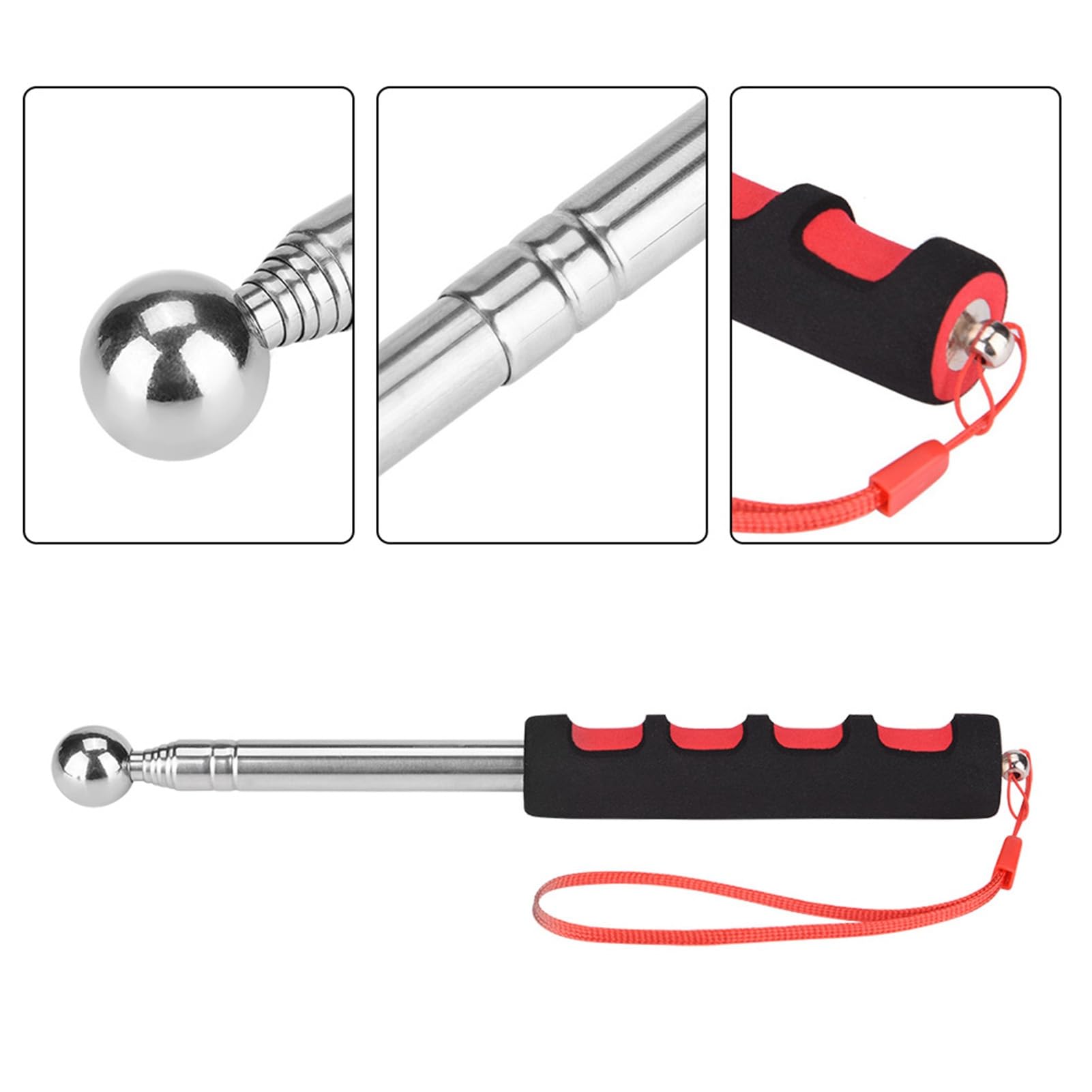 115cm Hollowing Drum Hammer Sound Detection Folding Stick Thickened Telescopic Rod for House Decoration Inspection,Tour Guides,Teaching Presentations