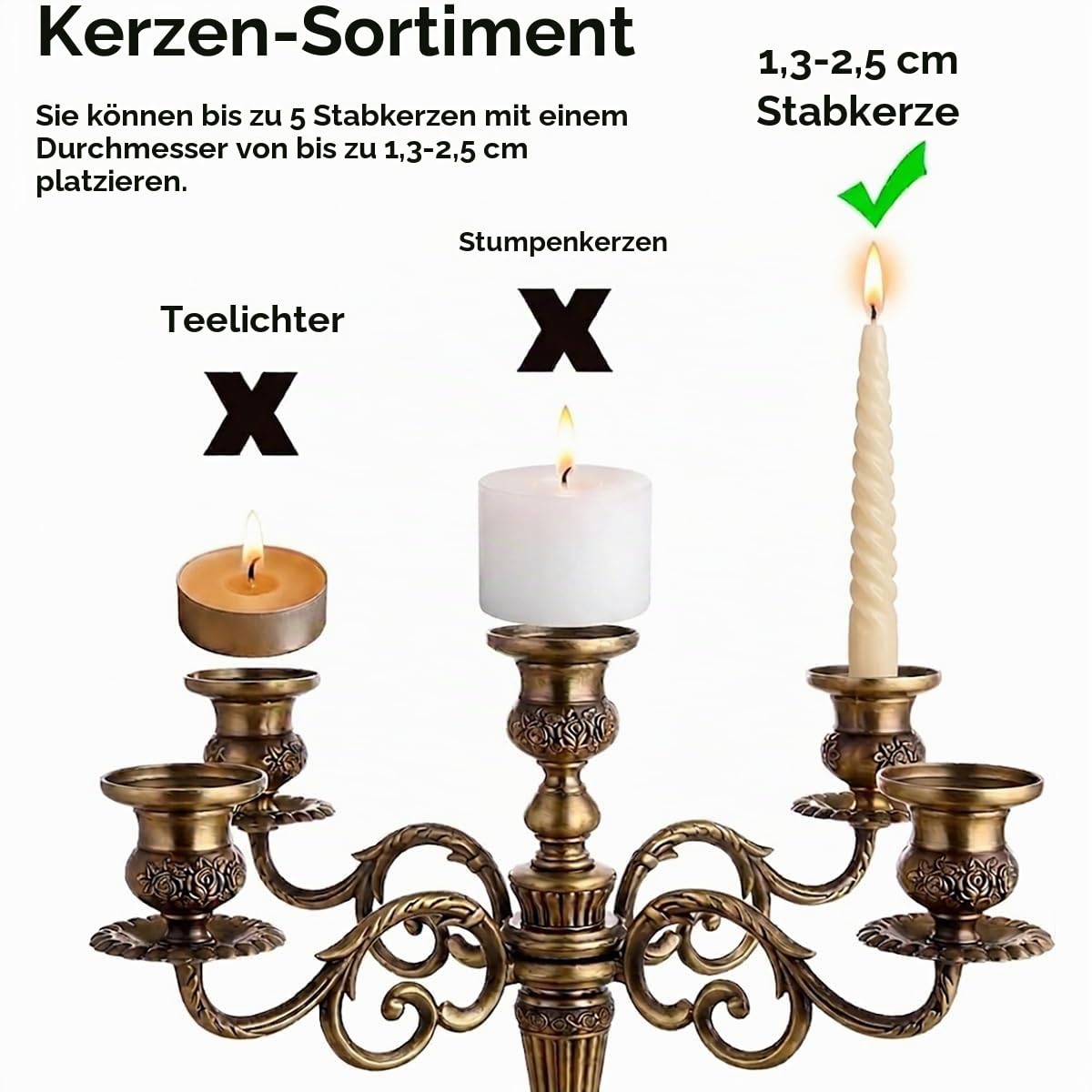 Verve Jelly Kerzenleuchter 5-armig, Kerzenständer Leuchter Kerzenhalter, 5- armig aus Legierung 32 cm massiv 1.3kg ~ Farbe: Silber Küche, Haushalt & Wohnen