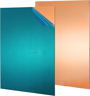 2 Pack 8" x 12" Pure Copper Sheet, 24 Gauge/0.5mm Metal Plate, Film Attached Copper Plates for Crafts, Jewelry, Industry, Repair, Electrical, No Scratches