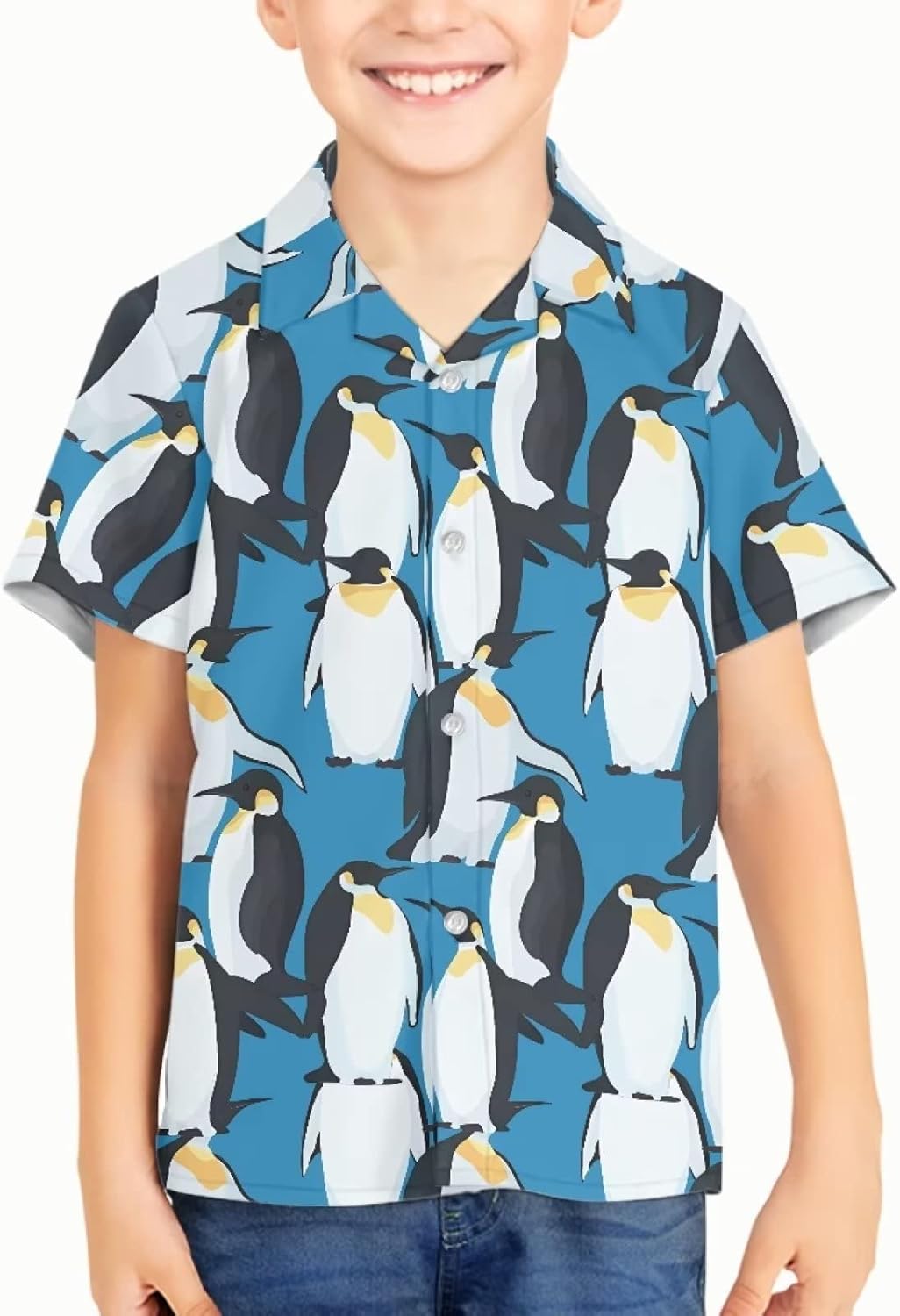 Boys Casual Floral Hawaiian Shirts for Summer Vacation Comfy V Neck Button Down Shirt Beach Tropical Outfits