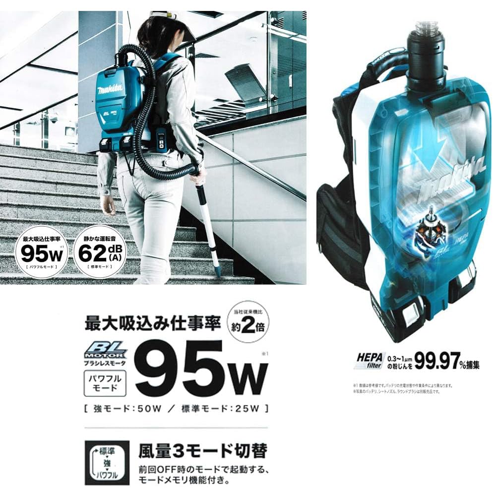 【中古品】マキタ 充電式掃除機 VC261DZ（バッテリー2個＋充電器付き） Amazon.co.jp: 充電式背負いクリーナーVC261DZ 6.0Ahバッテリー2