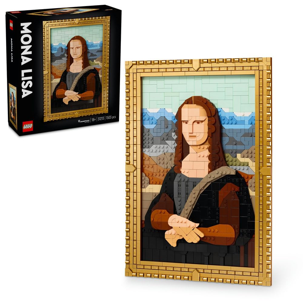 LEGO Art Mona Lisa 31213 | Obraz z klocków, zestaw konstrukcyjny dla dorosłych, prezent dla fana sztuki, dla kobiet i mężczyzn, 1503 elementy