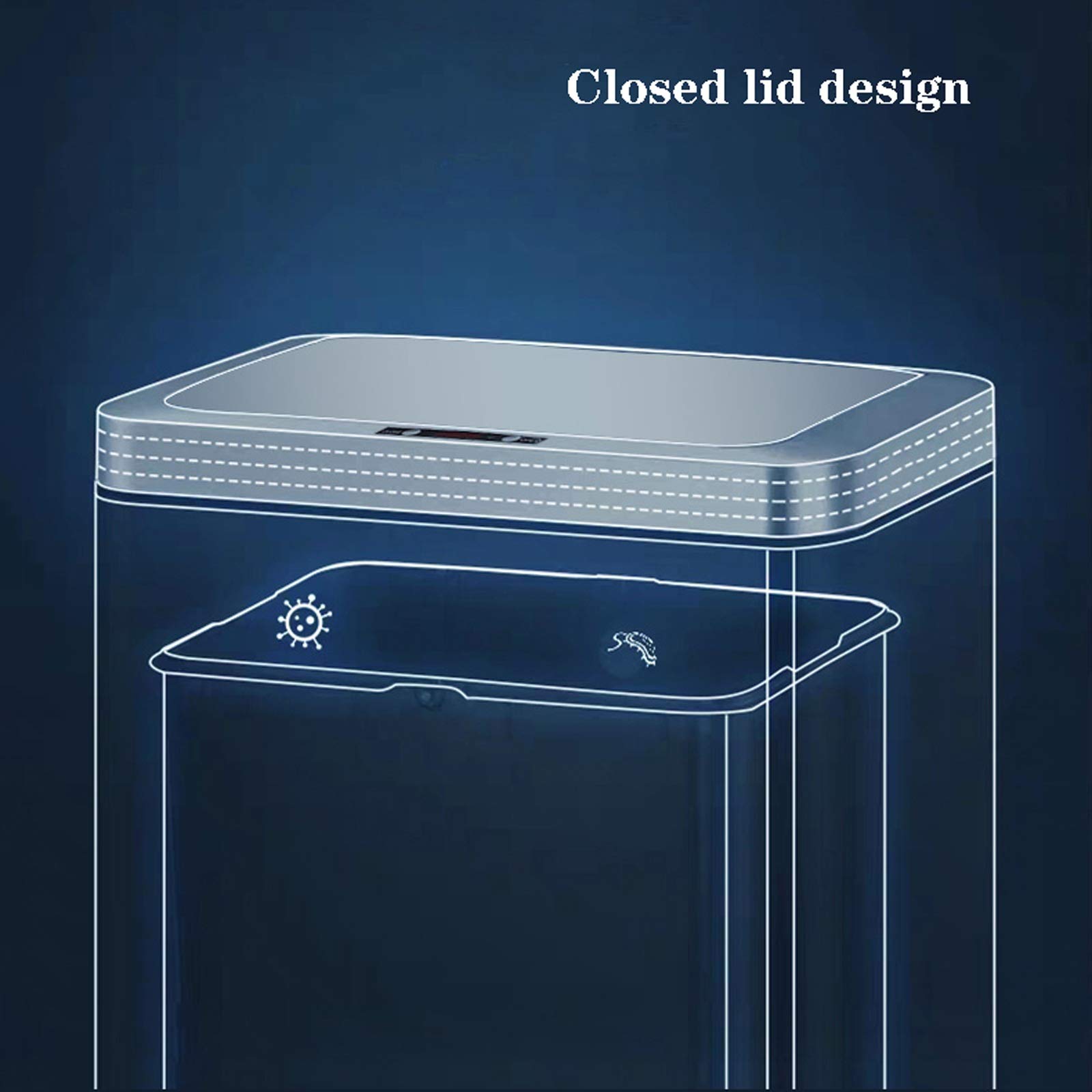 Papelera De Inducción Simple para Interiores, con Tapa, para El Hogar, Ideal para Sala De Estar Y Cocina, Color Plateado, 10 L
