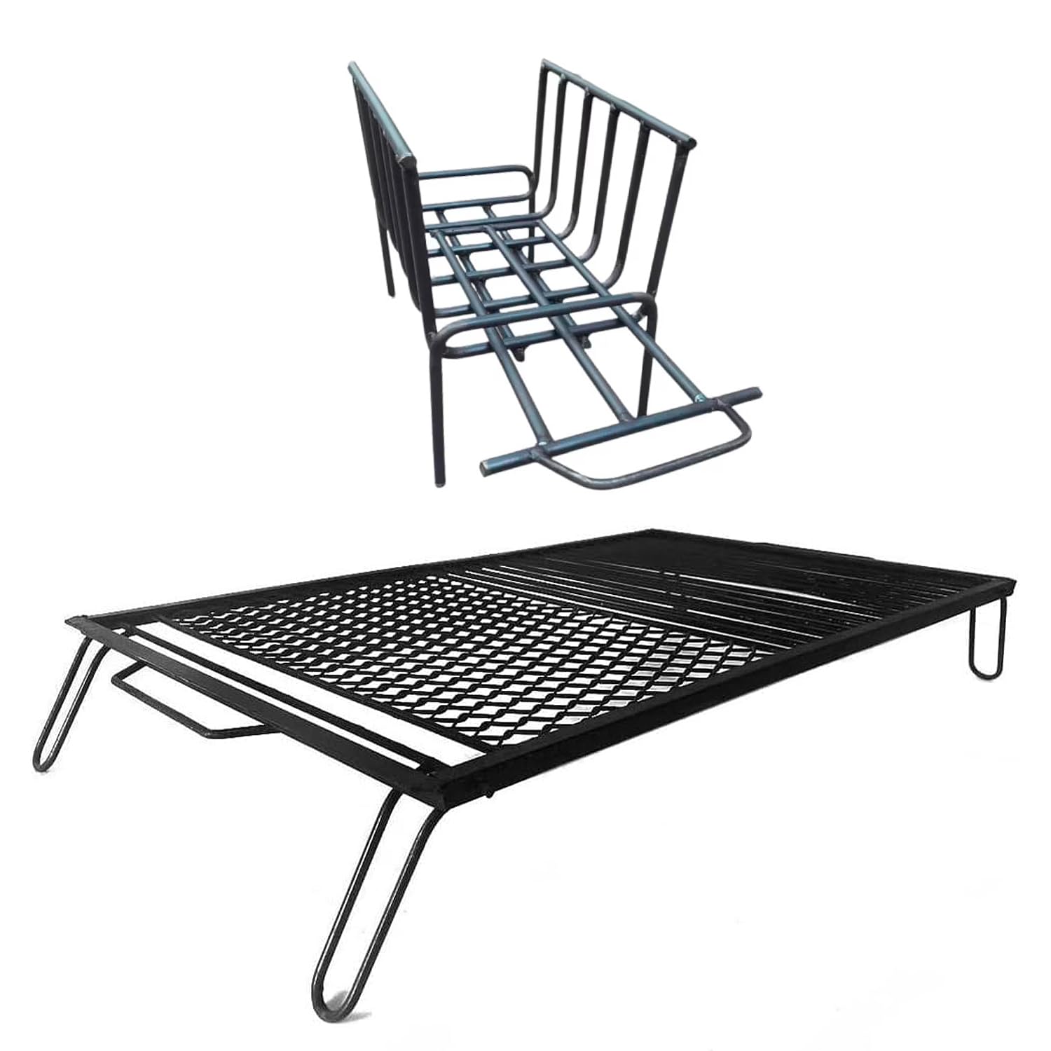 Sor pampa grill - Griglia argentina + braciere, in ferro, con gambe regolabili, 81,3 x 50,8 cm