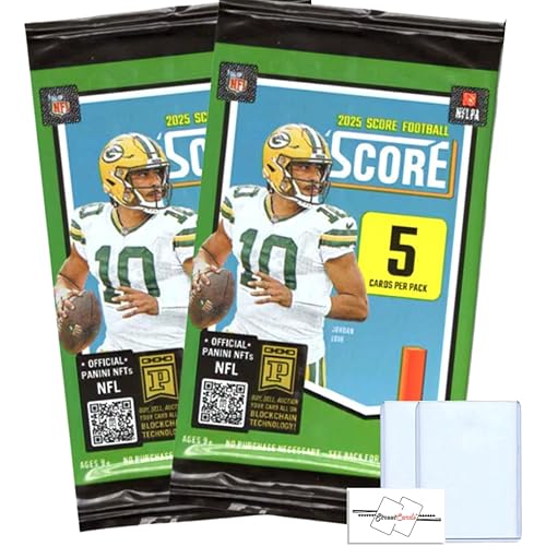 2-Pack LOT of 2025 Score Football NFL Gravity Packs with 5 Trading Cards Per Pack (10 Total Cards) + 2 Toploaders + StreetCards Magnet!