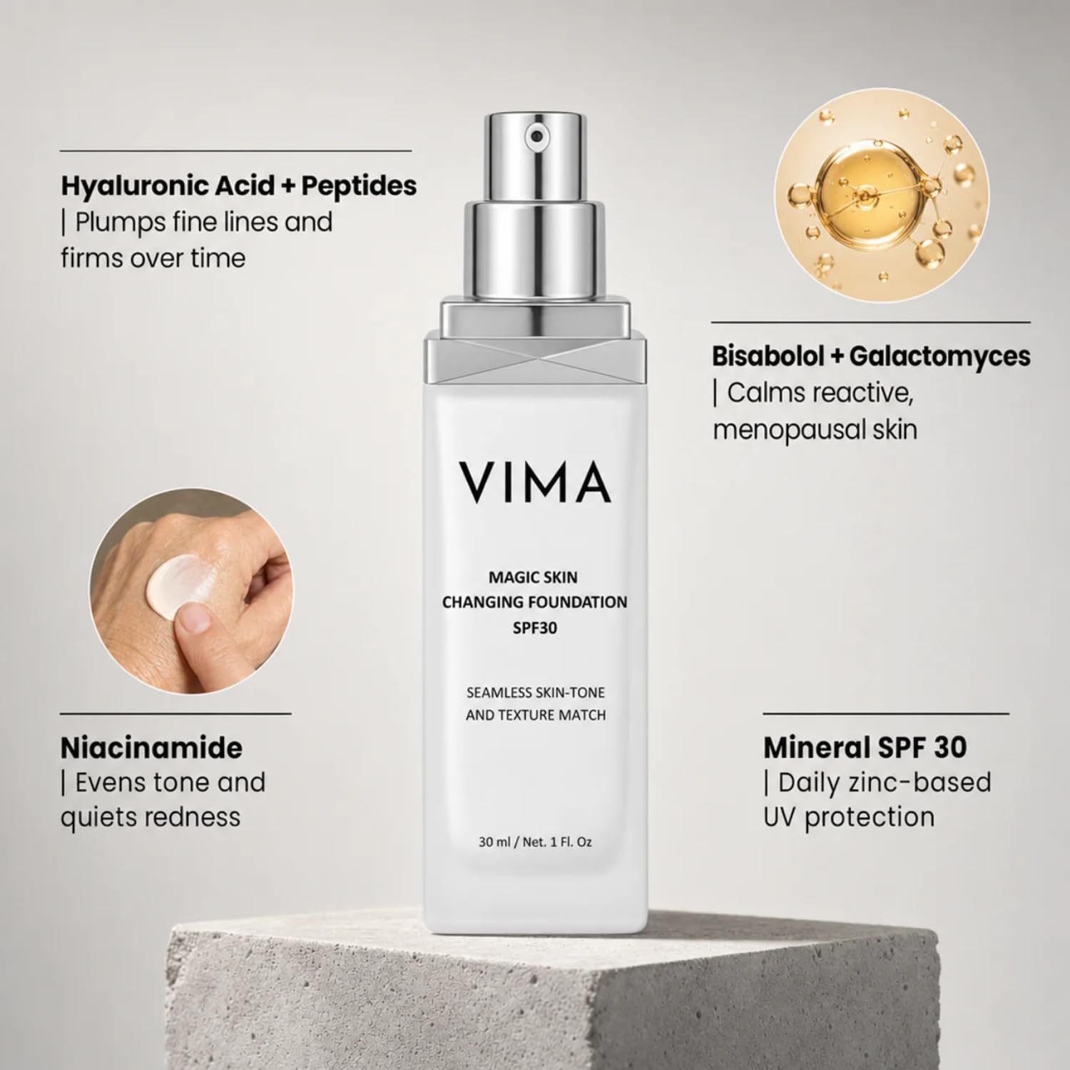 Vima Color Changing Foundation for Mature Skin, SPF 30