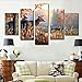 DXYJUYI Brown 5 Panel Wall Art Painting Deer In Autumn Forest Pictures Prints On Canvas Animal The Picture Decor Oil For Home Modern Decoration Print Framed Ready to Hang