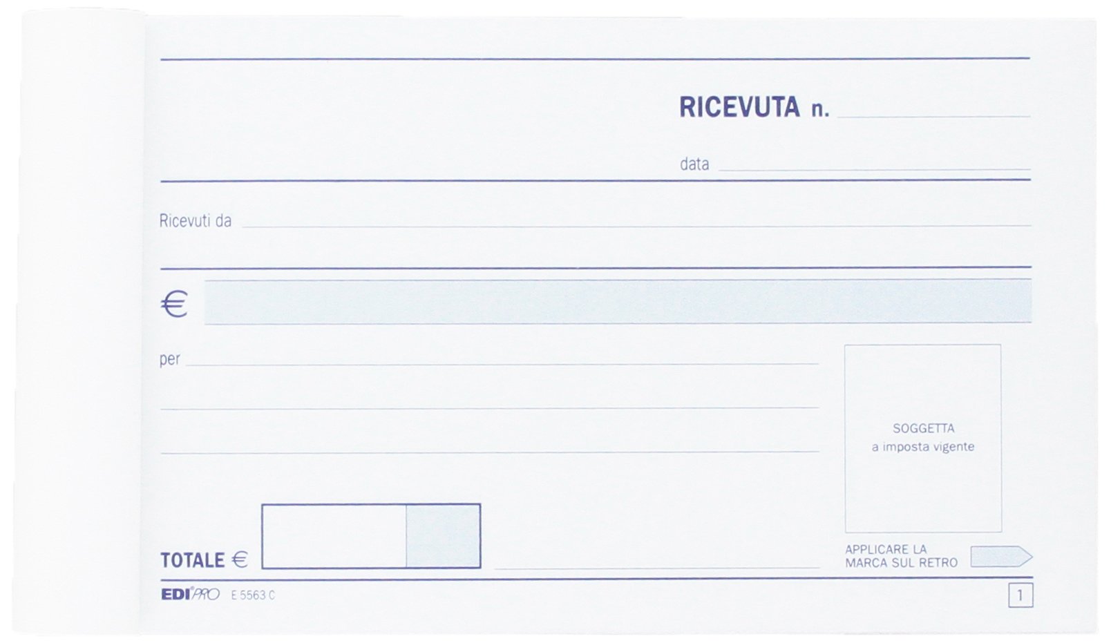 EDIPRO E5563C Blocco ricevuta generica 50x2 9,9x17 autoricalcante