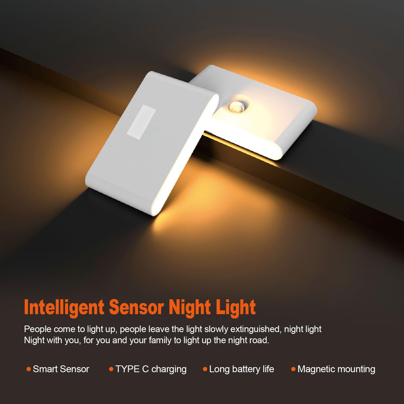 Luz Nocturna Recargable Magnética con Sensor de Movimiento con Iluminación de Doble Cara para Dormitorio, Escaleras, Pasillo, Luz Nocturna LED Inalámbrica para Uso Doméstico