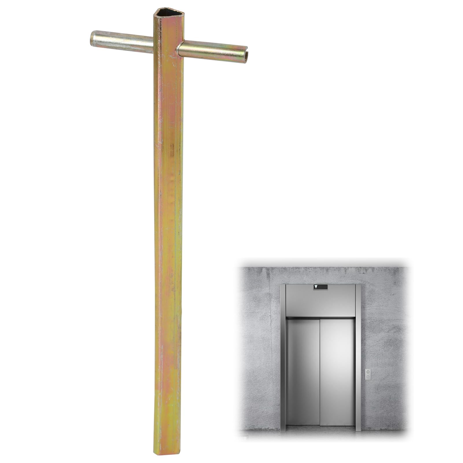 Triangular Elevator Door Key, 200mm Long Universal Lift Door Release Key, Heavy Duty Metal Emergency Drop Key for Elevator Access and Security, Manual Elevator Access