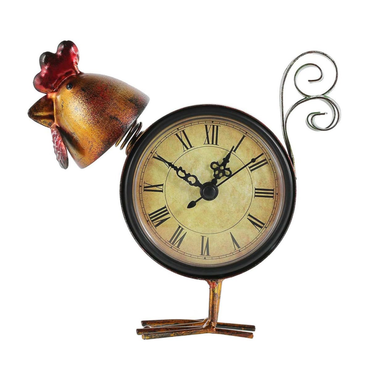 Reloj de escritorio EXCEART para decorar estanterías aburridas con pollo de hierro
