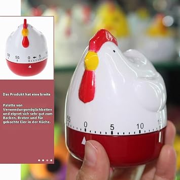 BESTonZON Kitchen Timer Cartoon Chicken Shape Mechanical 60 Minute Kitchen Alarm Clock Egg Timer Baking Cooking Timer for Cooking Learning Shower Housewarming Gift