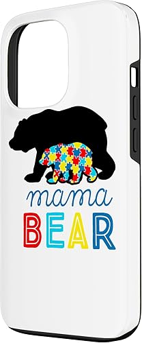 Miniatura 2 de Funda de regalo para iPhone 13 Pro para concientización sobre el autismo, mamá oso autista