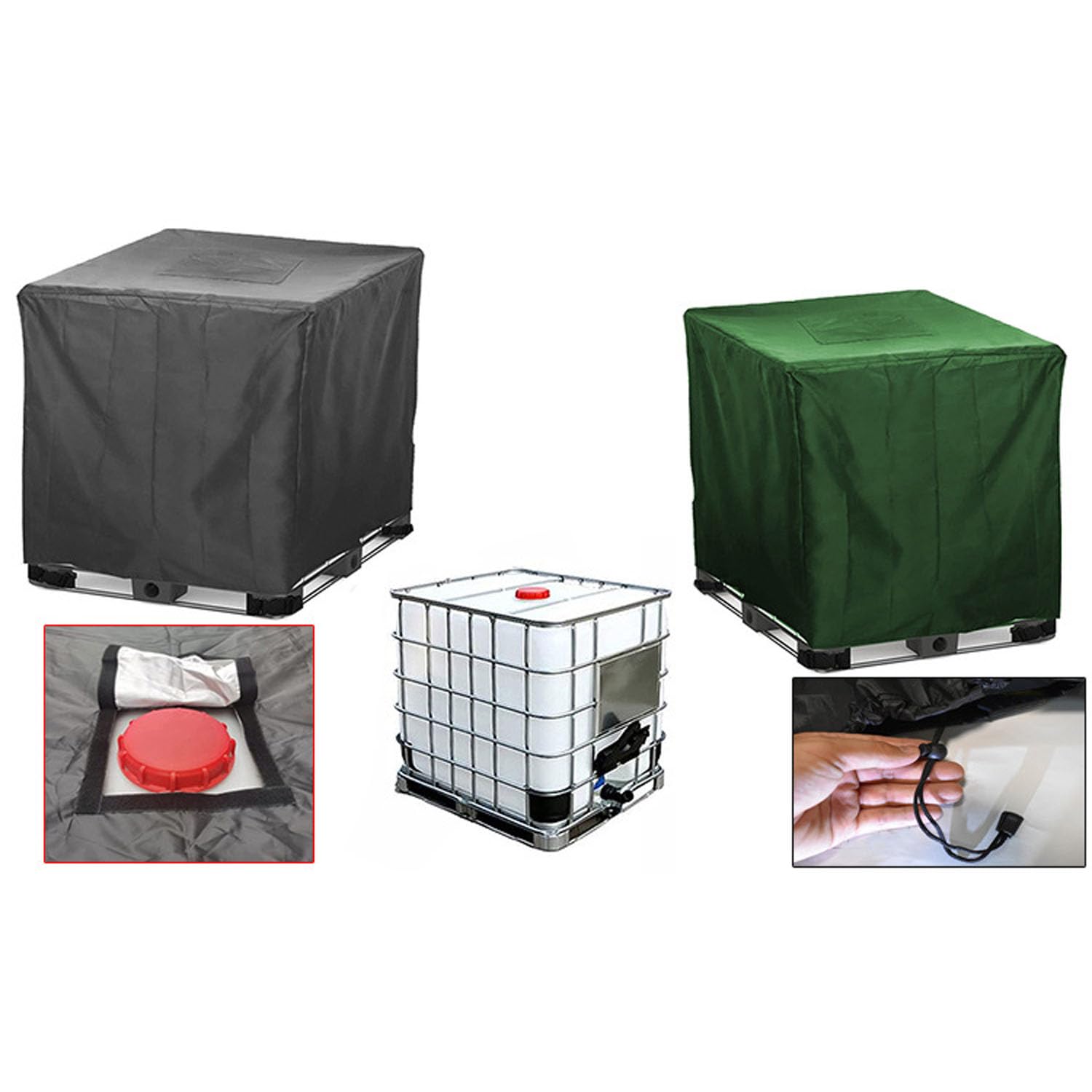 IBC 1000 litri Copertura Serbatoio Acqua,Telo Protettore Cisterna Acqua 1000l,210D Panno Oxford Impermeabile Esterna Copertura per Serbatoio Dell'acqua IBC con Cerniera/Occhielli(Size:800L-120x80x116c