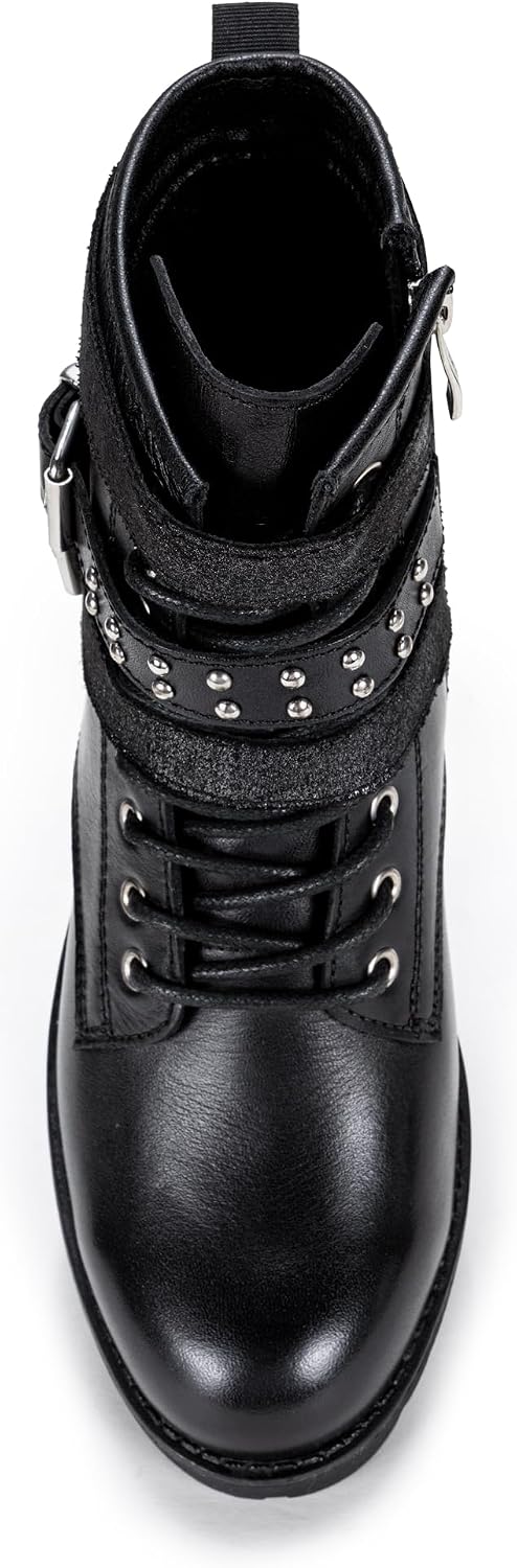 Vepose Women's 916 Ankle Boots, Combat Lace up Short Booties with Inside Zipper