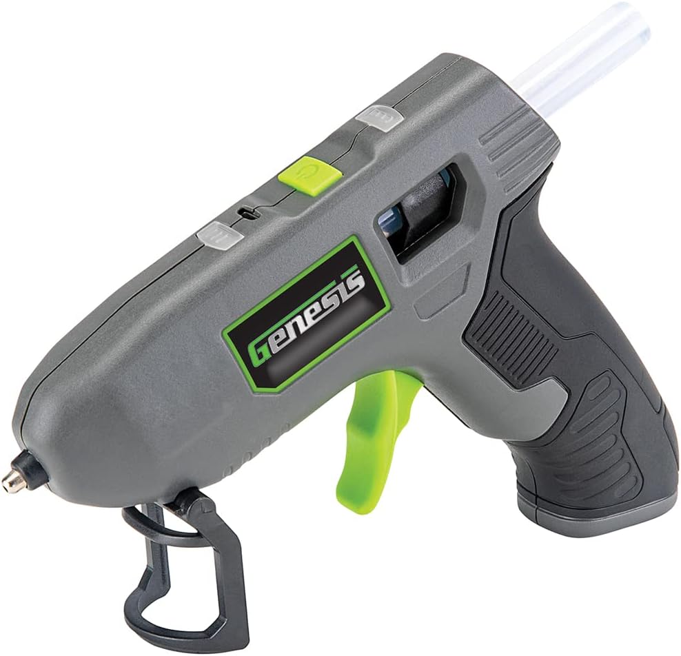 Genesis GLGG04V2 Cordless Rechargeable Hot Glue Gun, Fast Preheating with USB Charge Cable, Stand, and Glue Sticks