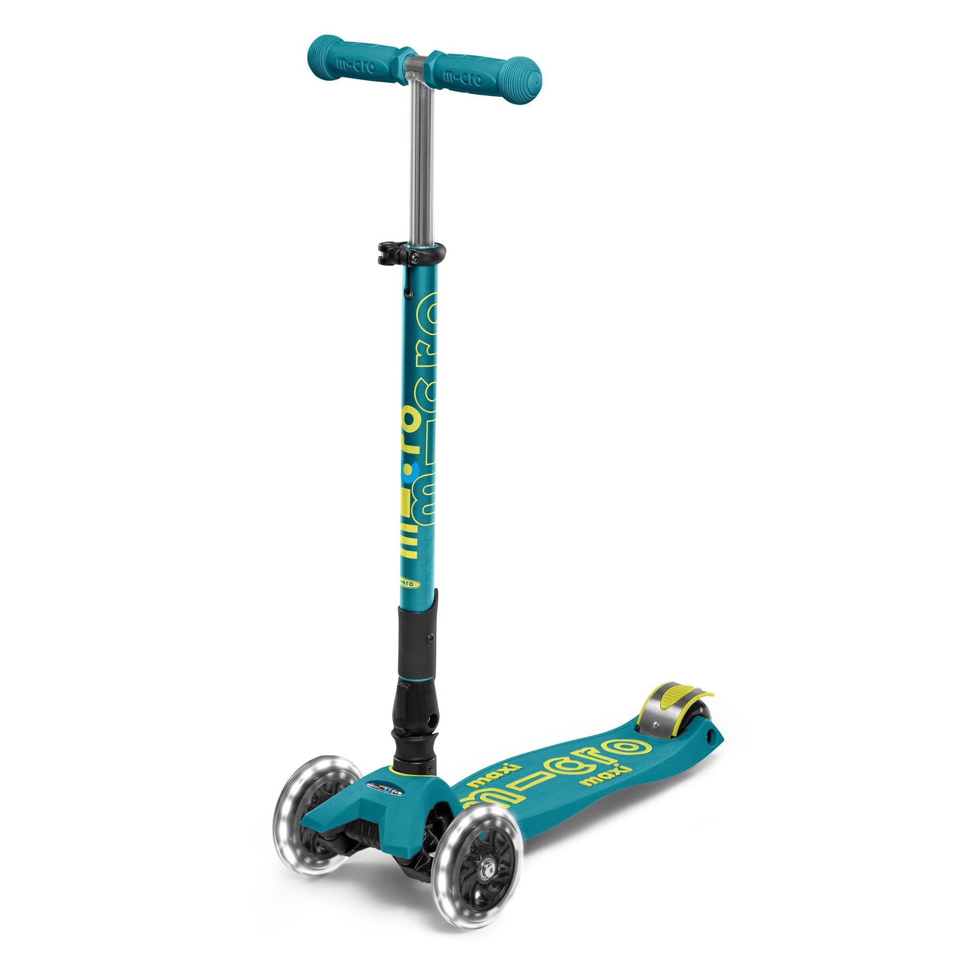 Micro® | Maxi Deluxe Plegable LED | Patinete 3 Ruedas Niños | Altura Regulable | Ruedas con iluminación LED | Rodamientos ABEC9 | 5-12 Años | Niños y Niñas