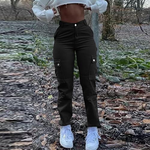 Womens Cargo Skinny Jeans Stretchy Tactical Cargo Pants Y2K Boyfriend High Waisted Casual Workout Denim Joggers Plus Size2