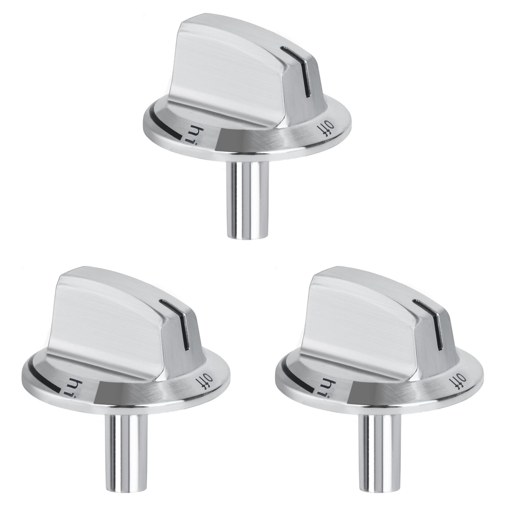 Jnchdghwa Silver 3 Pcs Upgrade 5304525746 Long Stem Stove Knobs Replacements, Compatible Stove Range Oven Knobs