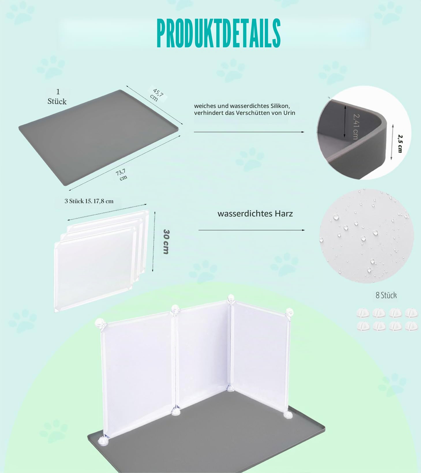 Purrfect Pfotentoilette mit hohen Wänden, Indoor-Hundetöpfchen für kleine und mittelgroße Hunde, kein Verschütten von Urinierpad-Halter