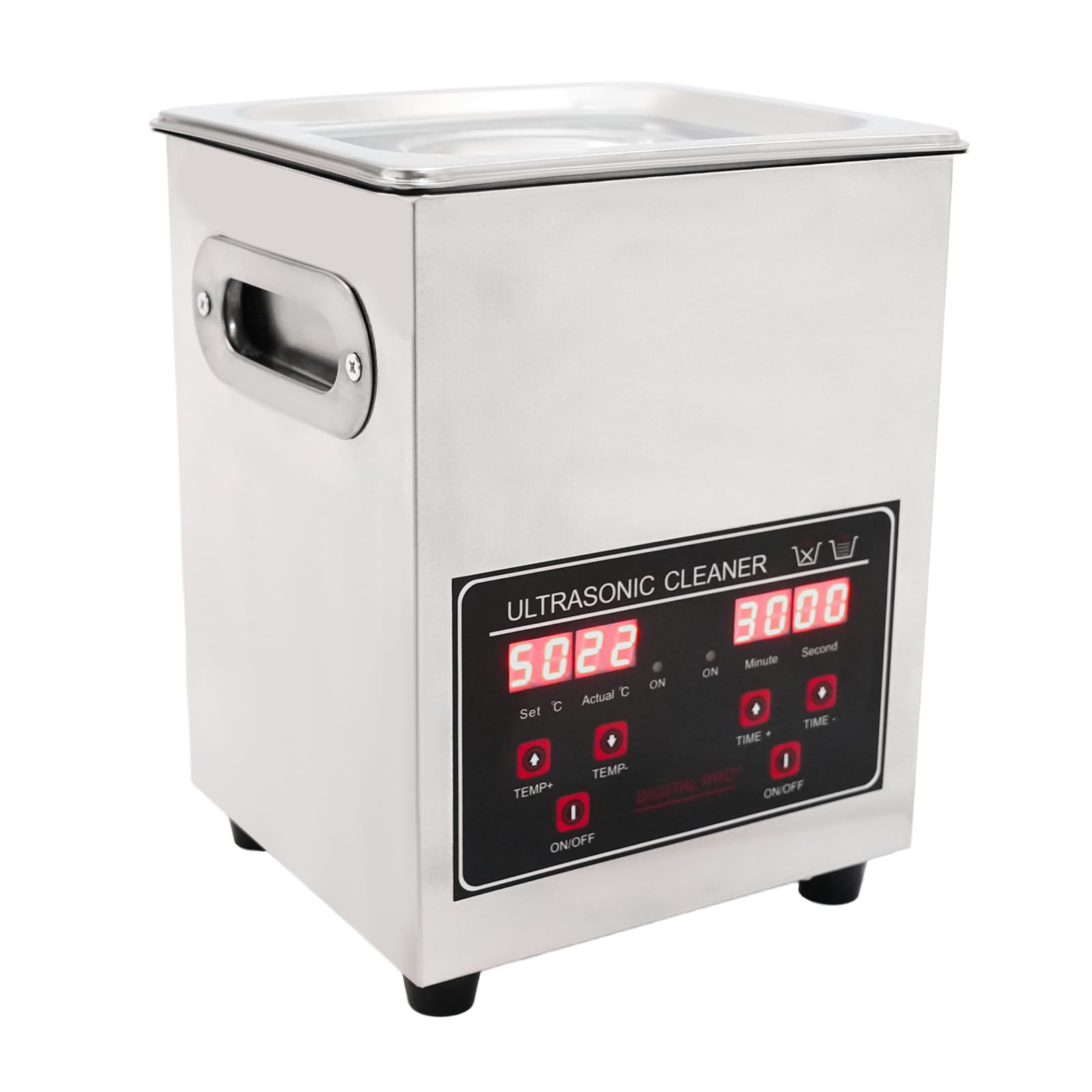 Pulitore a ultrasuoni, 40 kHz, 2 l, in acciaio inox, con riscaldamento e